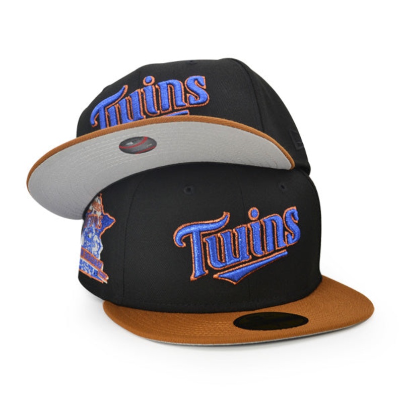 Minnesota Twins 40th SEASON Exclusive New Era 59Fifty Fitted Hat – Black/Peanut 6 7/8