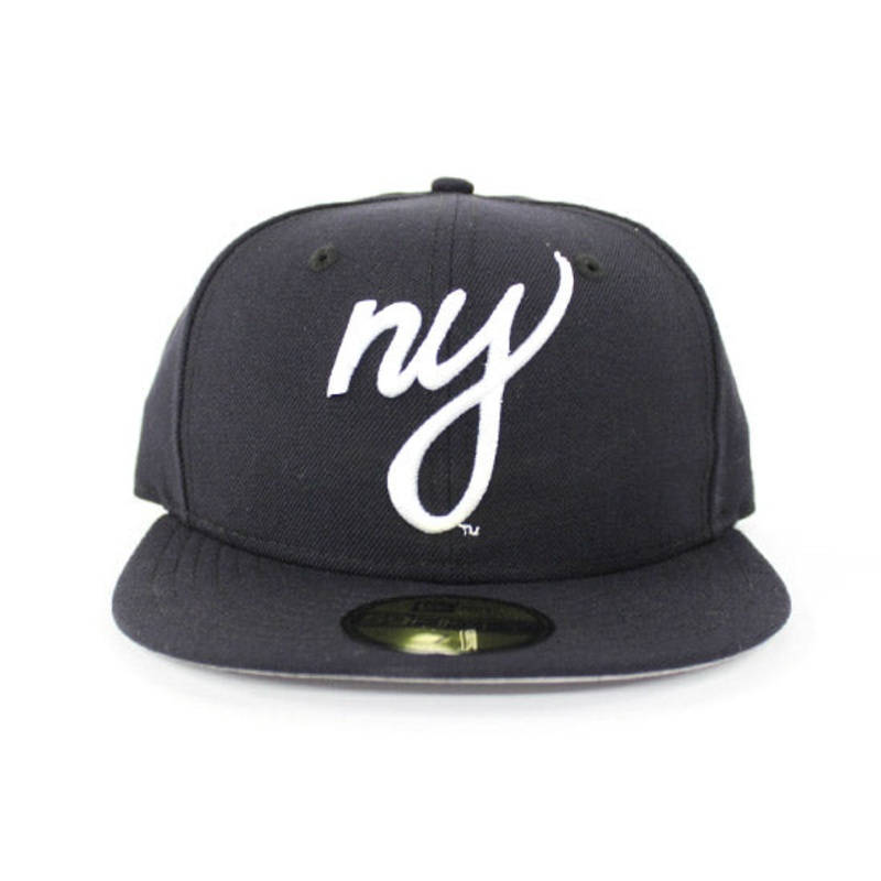NY Script New Era 59Fifty Fitted Hats (Navy Gray Under Brim) 7 1/8