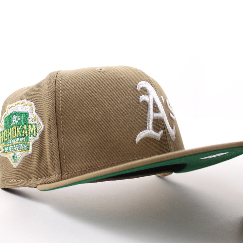 Oakland Athletics Hohokam Stadium 70 Season New Era 59Fifty Fitted Hat (Khaki Green Under Brim) 7