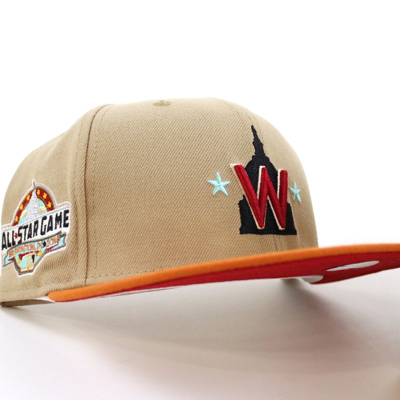 Washington Nationals 2018 All Star Game New Era 59Fifty Fitted Hat (CAMEL Fight Orange SCARLET Under Brim) 7
