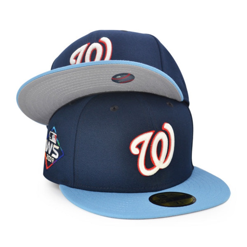 Washington Nationals 2019 WORLD SERIES Exclusive New Era 59Fifty Fitted Hat – Navy/Sky 6 7/8