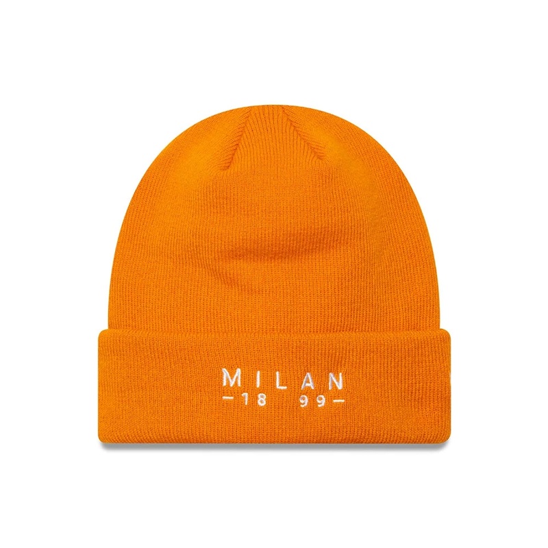 AC Milan Seasonal Wordmark Orange Cuff Knit Beanie Hat OSFM