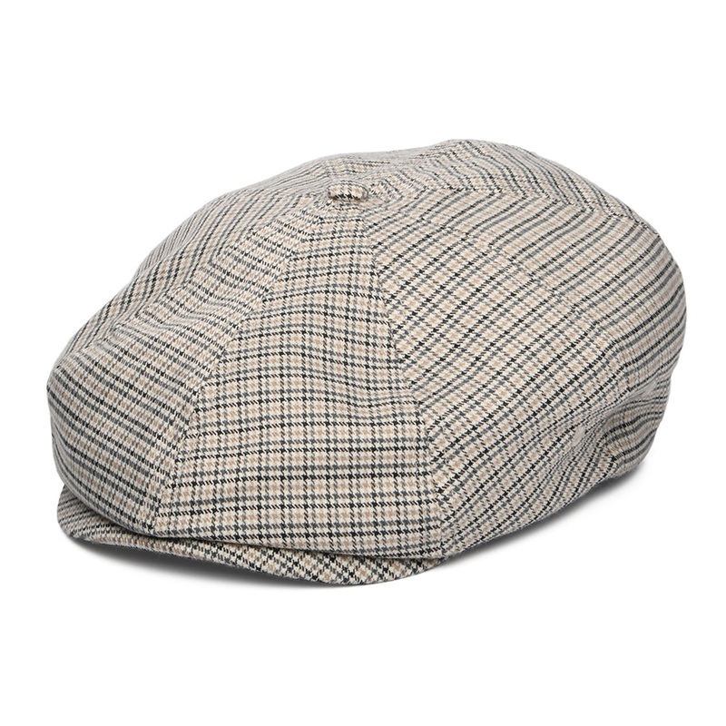 Brixton Hats Brood Houndstooth Lightweight Newsboy Cap – Off White-Black-Grey Small-56cm