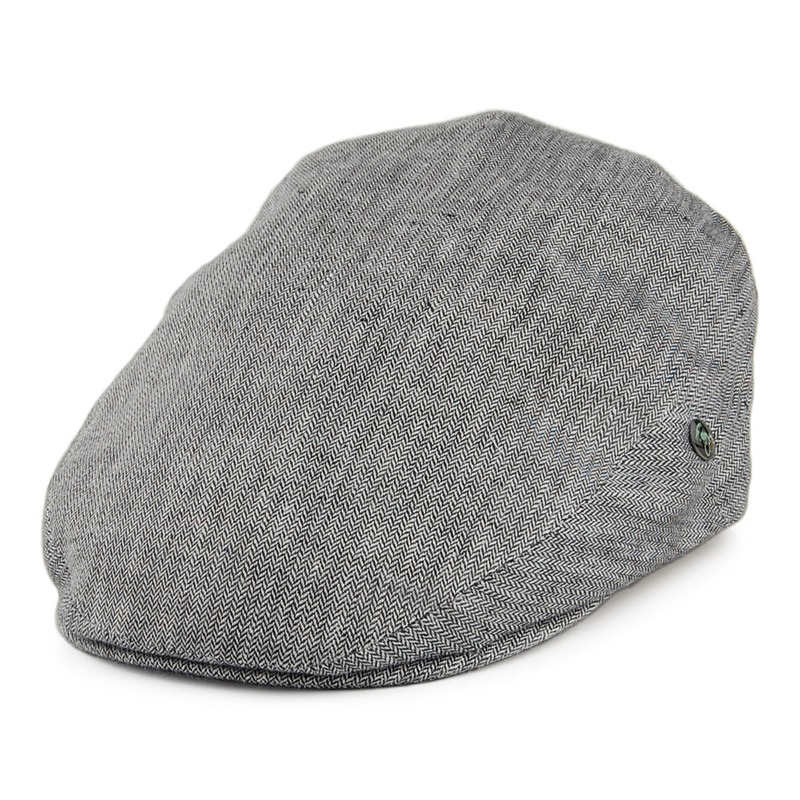 City Sport Micro Herringbone Linen Flat Cap – Black S