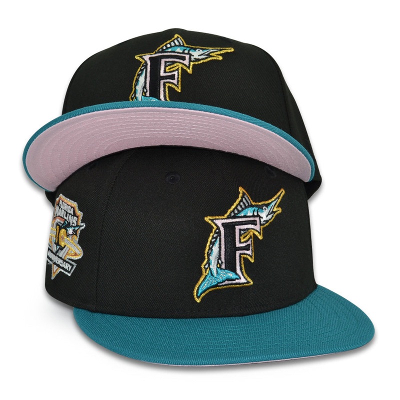 Florida Marlins “FLORIDA PINKY” Exclusive New Era 59Fifty Fitted Hat – Black/Teal/Pinky UV 6 7/8