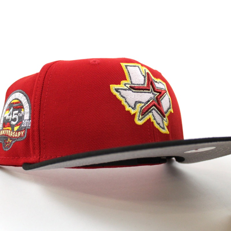 Houston Astros 40Th Anniversary New Era 59Fifty Fitted Hat (Scarlet Red Black Gray Under Brim) 7
