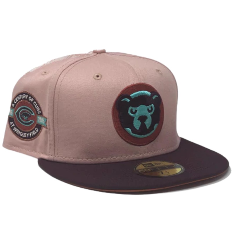New Era Chicago Cubs Soft Salmon Pink/Maroon 100th Anniversary 59FIFTY Fitted Hat