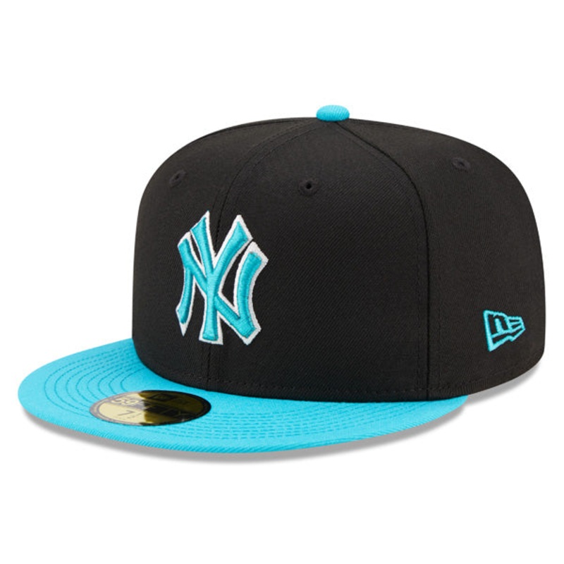 New York Yankees New Era AQUA BLUE HOOK Fitted 59Fifty MLB Hat 7