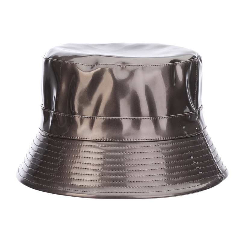 Scala Hats Pluie Faux Leather Rain Bucket Hat – Grey 1-Size