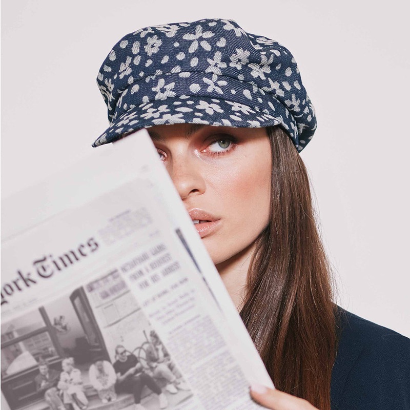 Seeberger Hats Floral Denim Baker Boy Cap – Indigo 1-Size