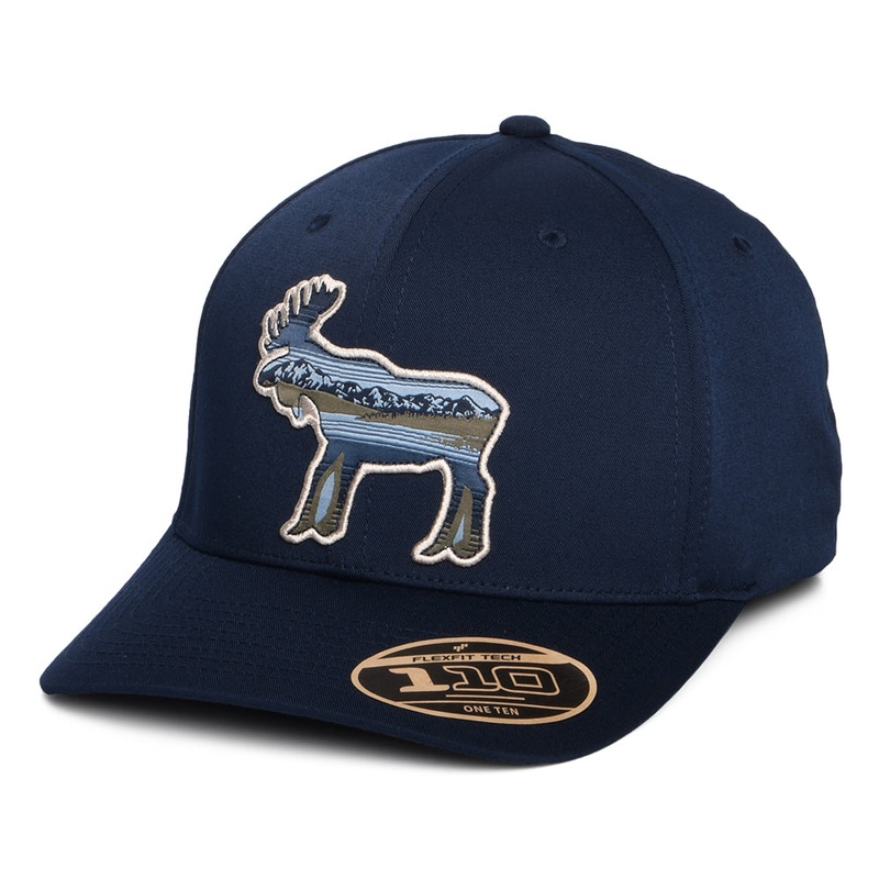 Columbia Hats Scenic Moose Lost Lager 110 Flexfit Snapback Cap – Navy Blue Adjustable