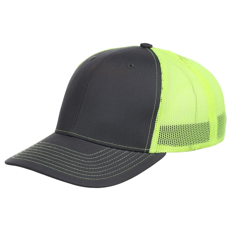 Crowns By Lids Slam Dunk Trucker Cap – Charcoal/Neon Yellow Adjustable