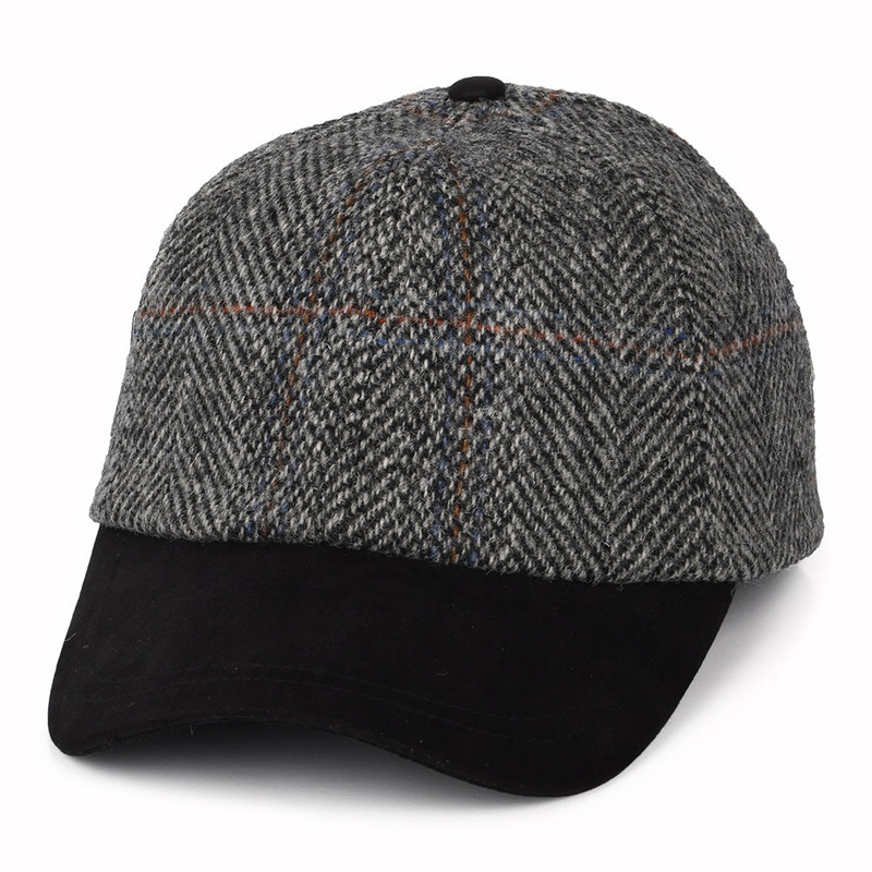 Failsworth Hats HARRIS TWEED Baseball Cap – Grey-Black Adjustable