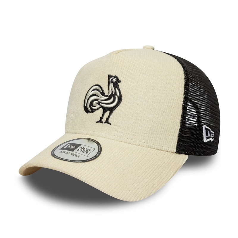 French Federation Of Rugby Cord Cream 9FORTY E-Frame Trucker Adjustable Cap OSFM