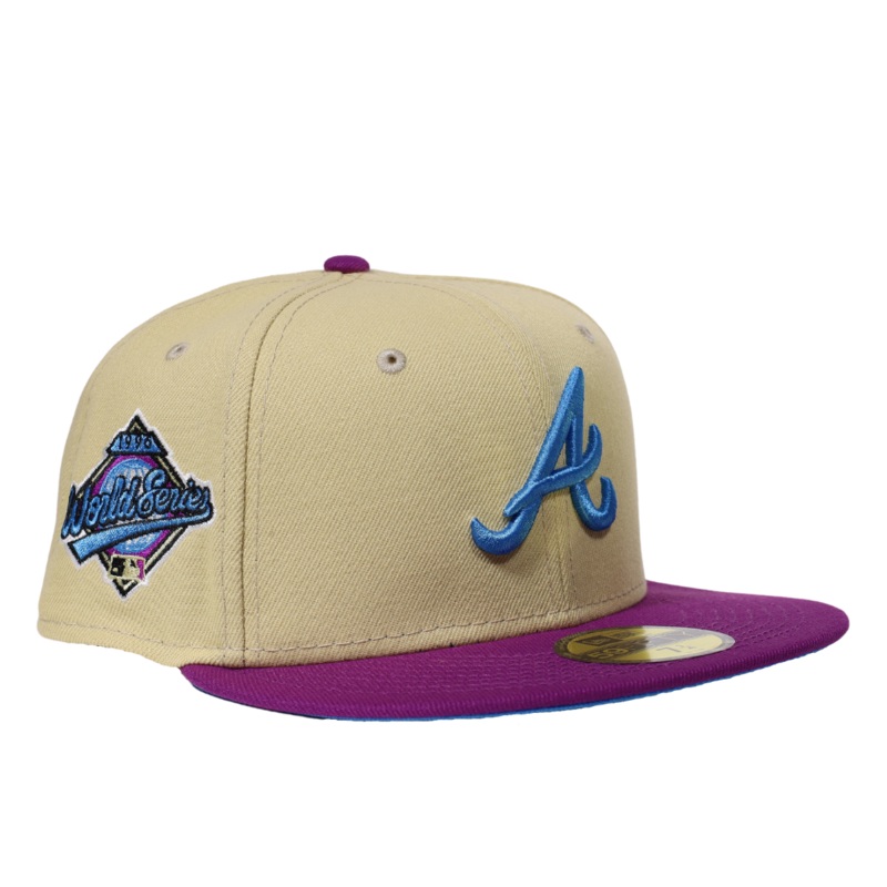 New Era Atlanta Braves Beige/Purple 1996 World Series 59FIFTY Fitted Hat