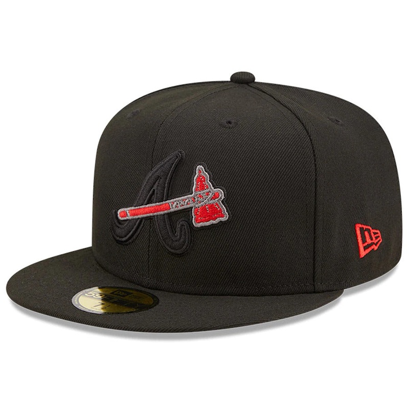 New Era Black Atlanta Braves SunTrust Park Inaugural Season Patch Blackout Pop Undervisor 59FIFTY Fitted Hat