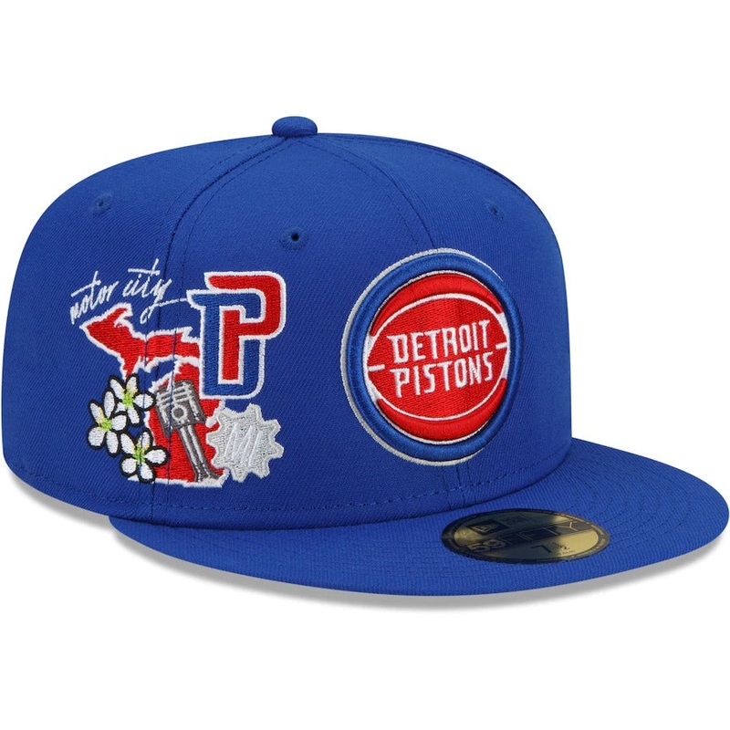 New Era Detroit Pistons Blue City Cluster 59FIFTY Fitted Hat