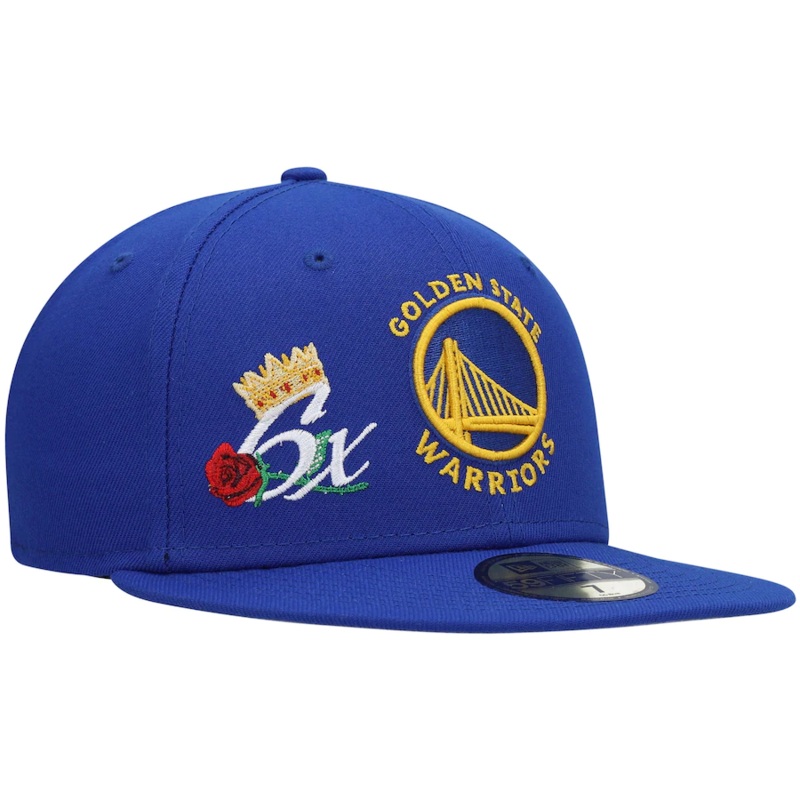 New Era Golden State Warriors Royal 6x NBA Finals Champions Crown 59FIFTY Fitted Hat