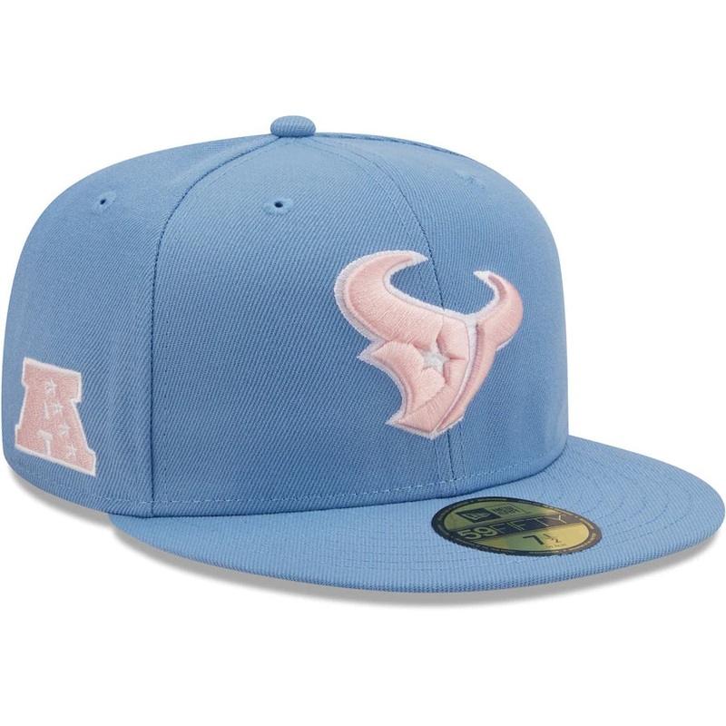 New Era Houston Texans Light Blue AFC Pink Undervisor 59FIFTY Fitted Hat