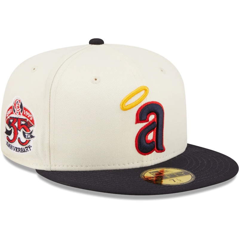 New Era Los Angeles Angels White/Navy Cooperstown Collection 35th Anniversary Chrome 59FIFTY Fitted Hat