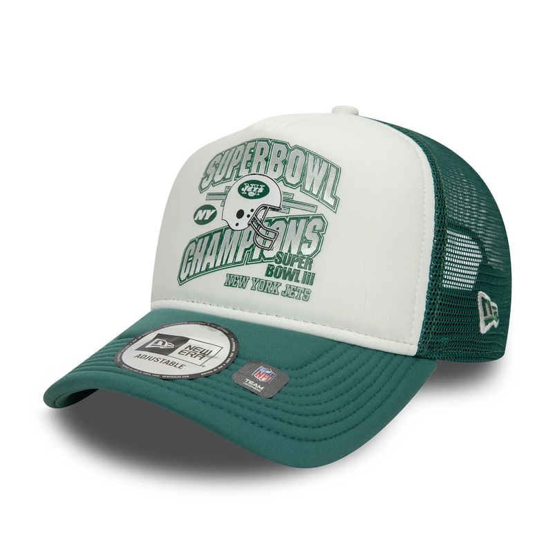 New York Jets Super Bowl Green 9FORTY A-Frame Trucker Adjustable Cap OSFM