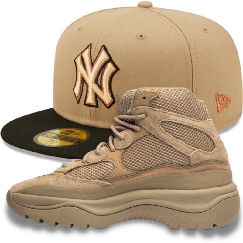 New York Yankees Subway Series Camel Fitted Hat w/ Yeezy Desert Boot ‘Rock’