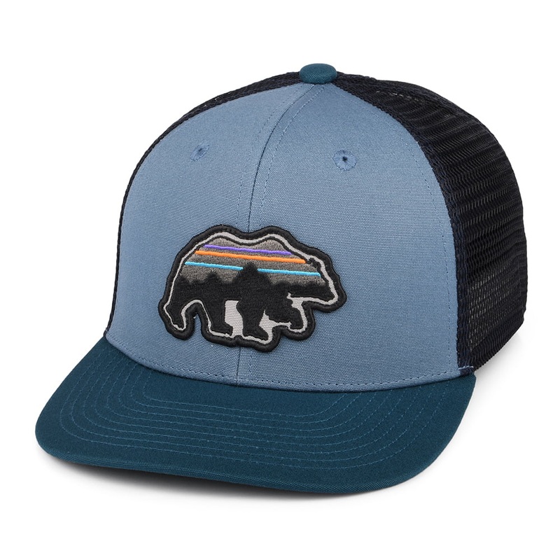 Patagonia Hats Kids Back For Good Bear Organic Cotton Trucker Cap – Blue CHILD ADJ.