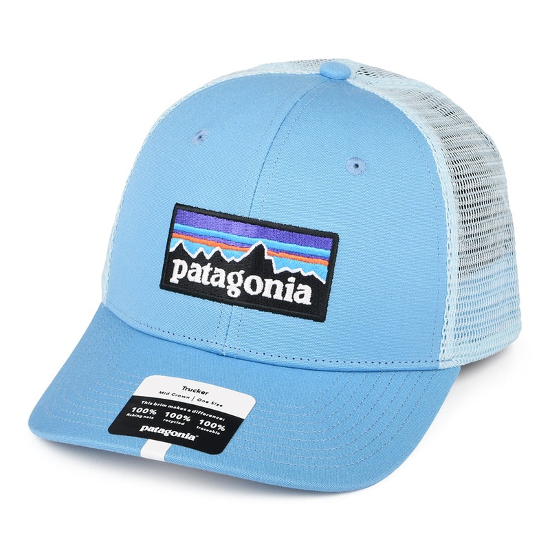 Patagonia Hats P-6 Logo Organic Cotton Trucker Cap – Mid Blue Adjustable