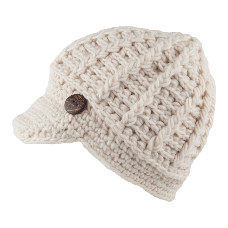Scala Hats Letizia Crochet Peaked Beanie Hat – Ivory 1-Size