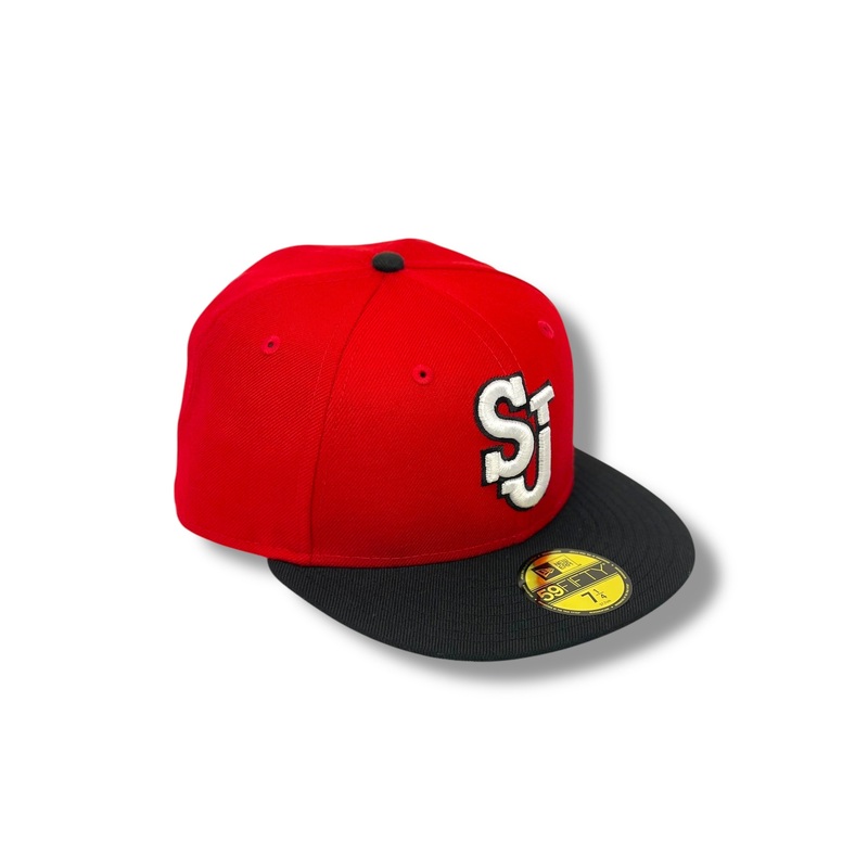 ST JOHNS RED STORM (RED) NEW ERA 59FIFTY FITTED (BLACK VISOR) 67/8