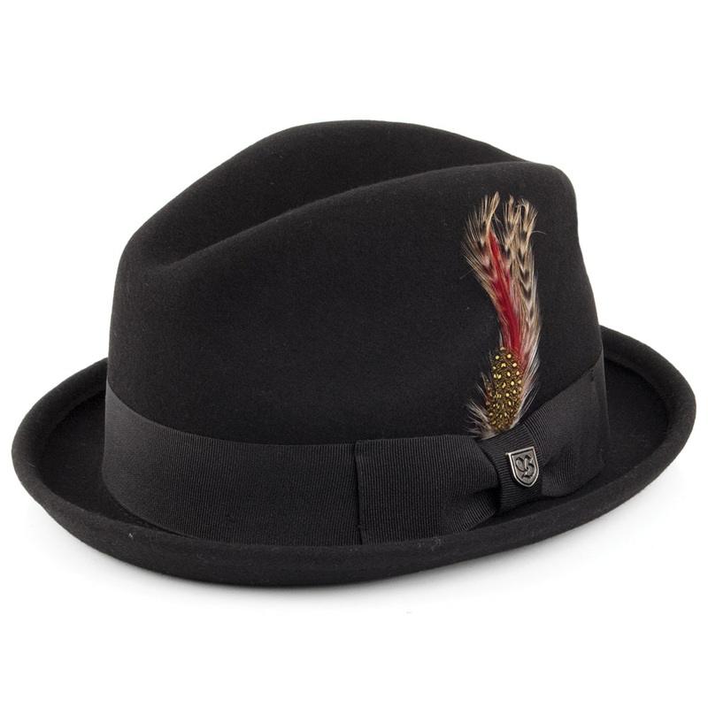 Brixton Hats Gain Trilby Hat – Black Small-56cm