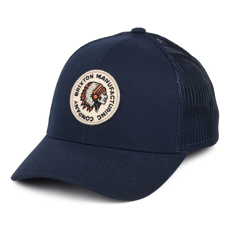 Brixton Hats Rival Stamp NetPlus MP Trucker Cap – Washed Navy Adjustable