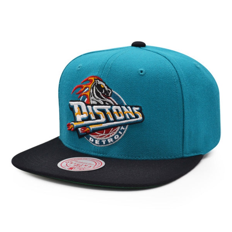 Detroit Pistons NBA Mitchell & Ness CLASSIC 2TONE Snapback Hat – Teal/Black