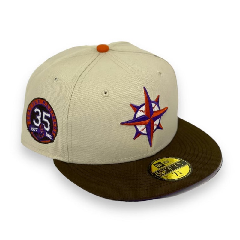 SEATTLE MARINERS (35TH ANNIVERSARY) (1977-2012) NEW ERA 59FIFTY FITTED (PURPLE UNDER VISOR) 67/8
