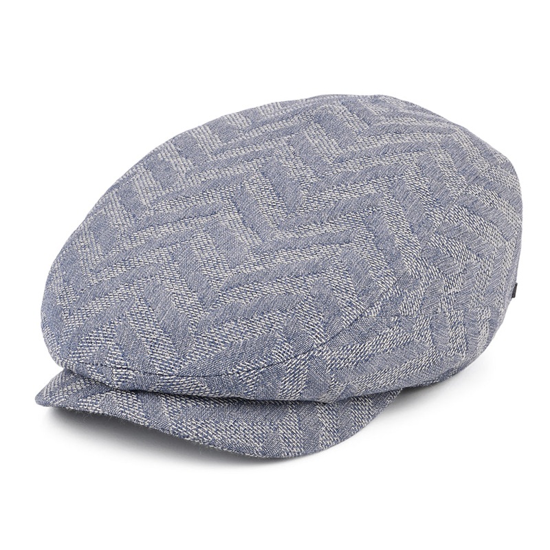 Stetson Hats Driver Herringbone Jacquard Flat Cap – Light Blue 55