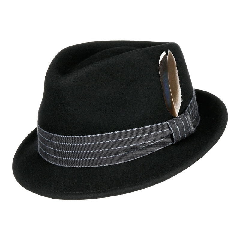 Stetson Hats Norborne Crushable Water Repellent Wool Felt Trilby Hat – Black M