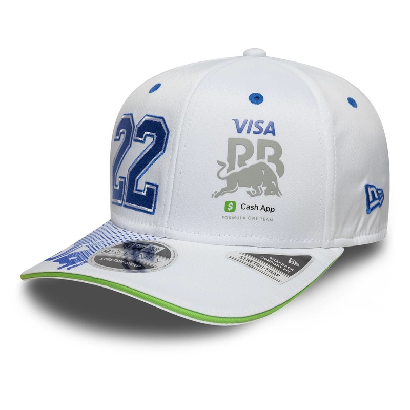 Visa Cash App Racing Bulls Driver Yuki Tsunoda White 9SEVENTY Stretch Snap Adjustable Cap OSFM