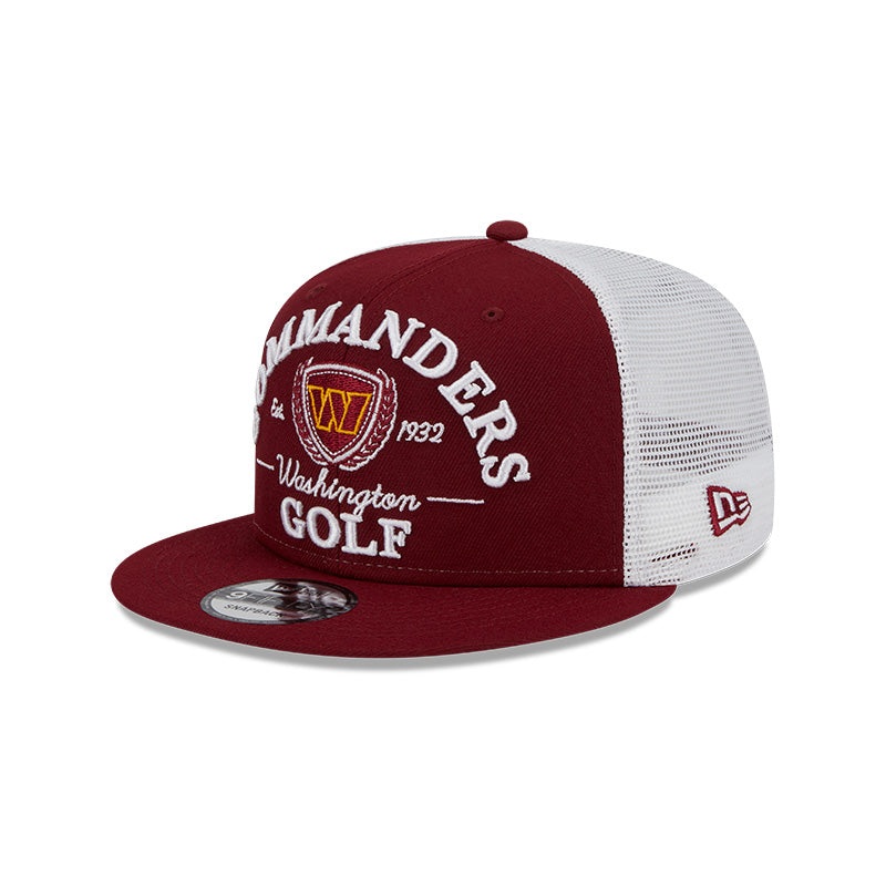 Washington Commanders NFL New Era THE CLUB TRUCKER 9Fifty Snapback Mesh Hat – Burgundy/White