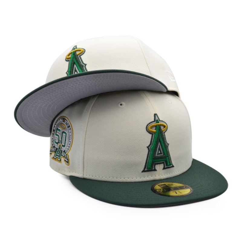 Anaheim Angels 50th Anniversary Exclusive New Era 59Fifty Fitted Hat  Chrome/Green 7