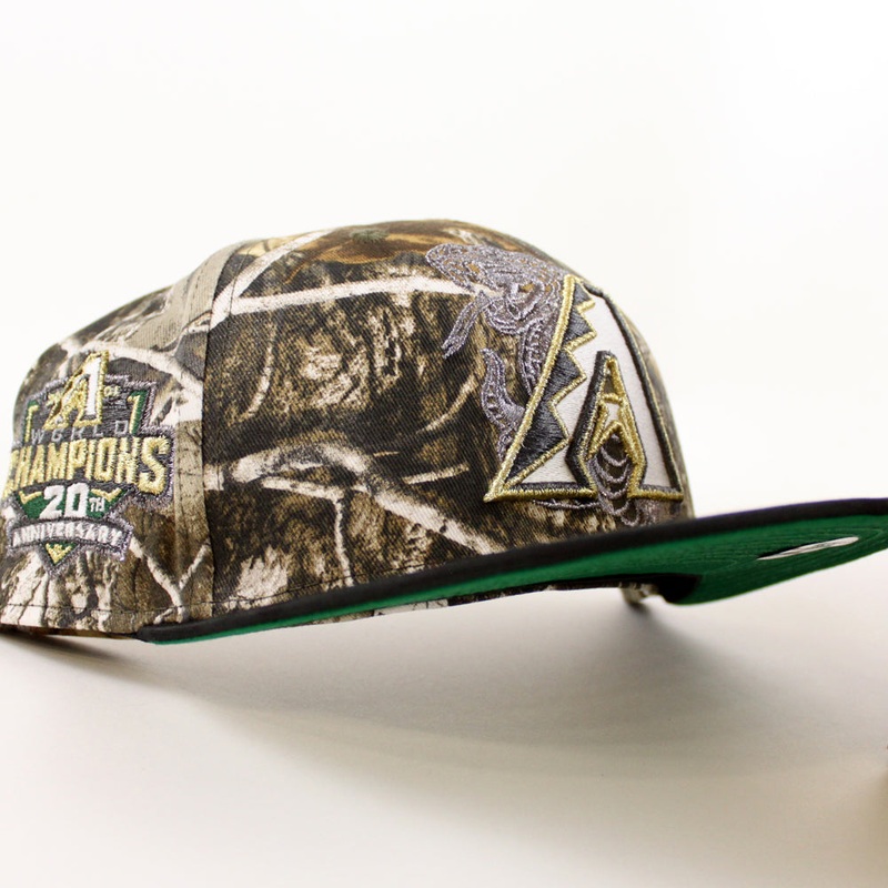 Arizona Diamondbacks 20th Anniversary New Era 59Fifty Fitted Hat (Glow in the Dark Real Tree Camo Tonal Black Green Under Brim) 6 7/8