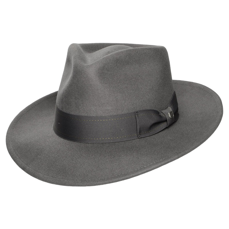 Brixton Hats Swindle Convertabrim Wool Felt Fedora Hat – Grey Small-56cm