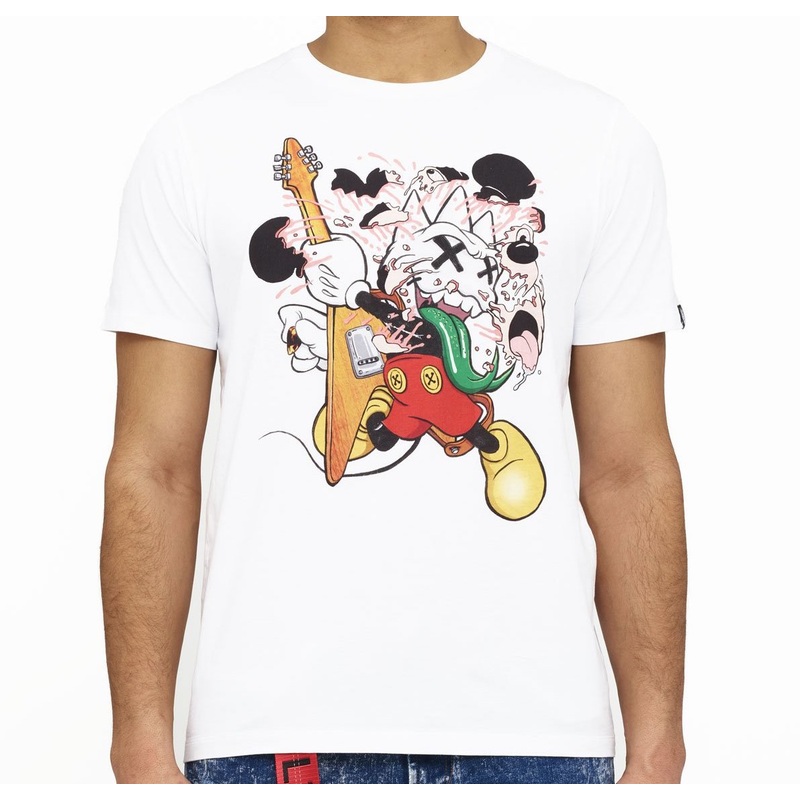 CULT S/S CREW T “ROCKSTAR” IN WHITE TEE S