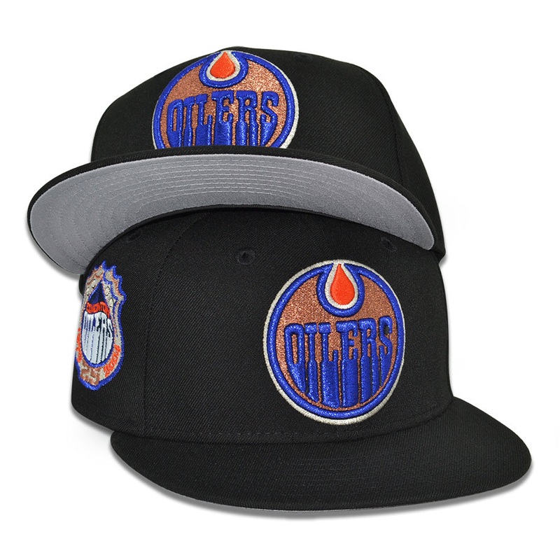 Edmonton Oilers “DYNASTY BADGE” Exclusive New Era 59Fifty Fitted Hat – Black 6 7/8