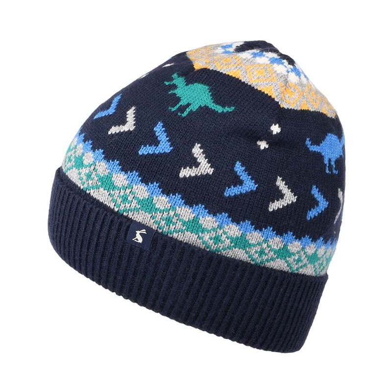 Joules Hats Kids Toasty Dinosaur Beanie Hat – Navy Blue Age 4-7 Years