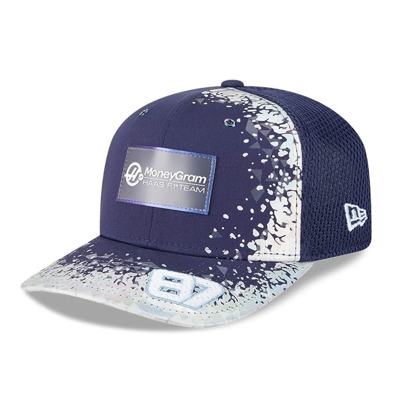 MoneyGram Haas Formula 1 Oliver Bearman Vegas Race Special Navy 9SEVENTY Stretch Snap Adjustable Cap OSFM
