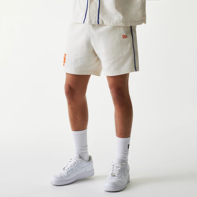 New York Mets MLB Piping Open Cream Shorts XS