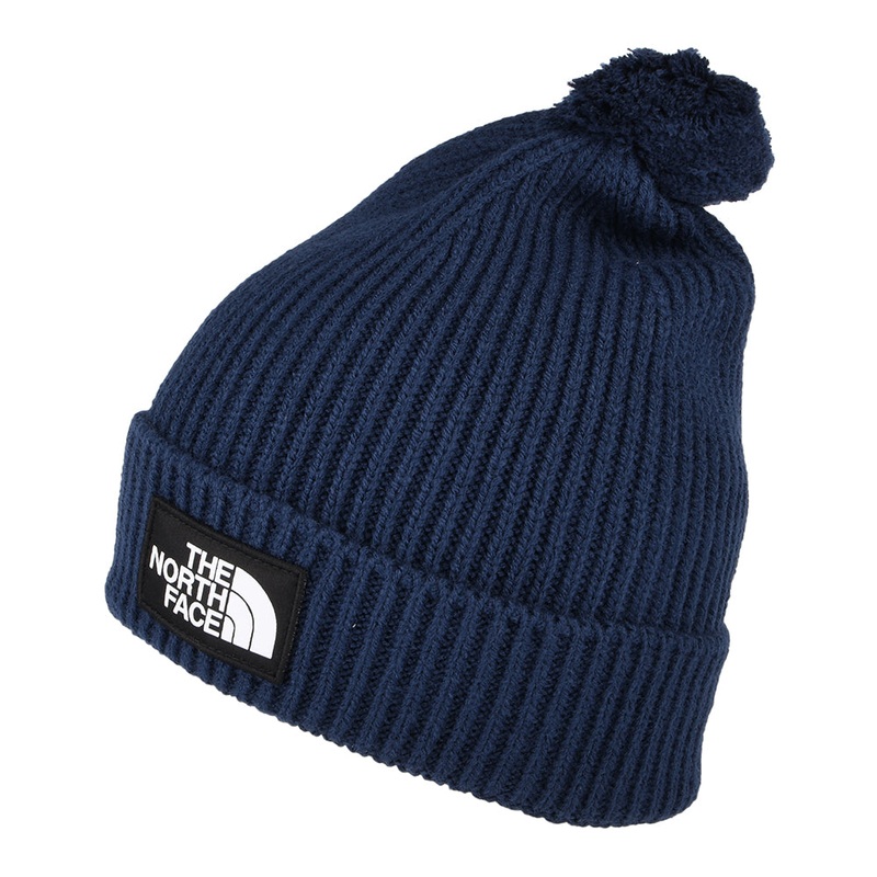 The North Face Hats TNF Logo Box Pom Recycled Bobble Hat – Navy Blue 1-Size