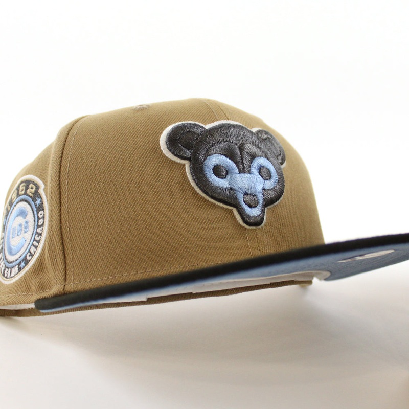 Chicago Cubs 1962 All Star Game New Era 59Fifty Fitted Hat (GITD Khaki Black Sky Blue Under Brim) 7