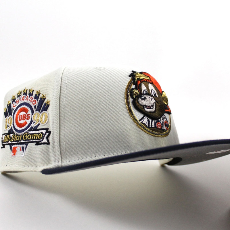 Clark The Cub Chicago Cubs 1990 All Star Game New Era 59Fifty Fitted Hat (Chrome White Navy Gray Under Brim) 7