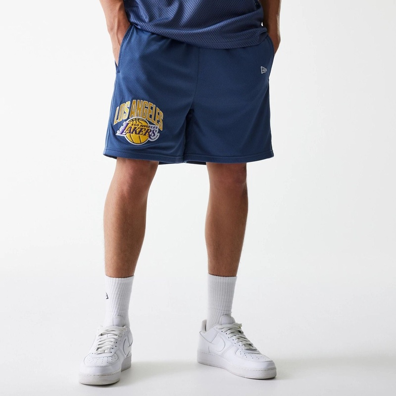 LA Lakers NBA Arch Graphic Dark Blue Mesh Shorts XS